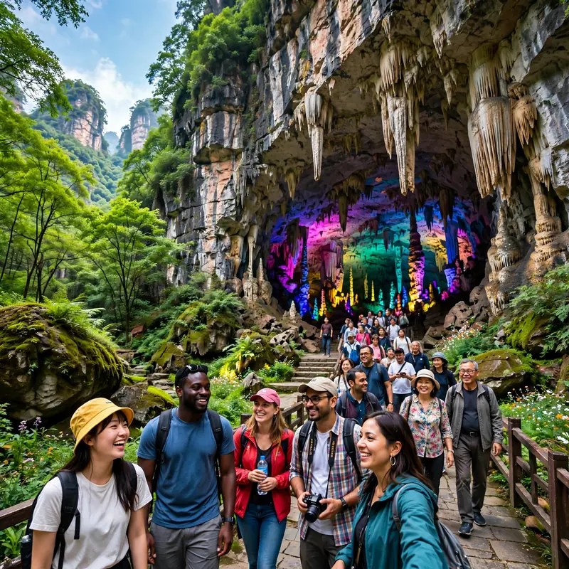 Yellow Dragon Cave Huanglong Cave largest karst cave entrance with stalactites in Zhangjiajie